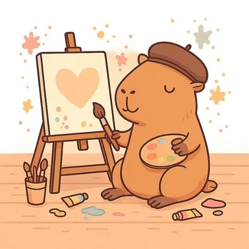 3 Hoạt động tô màu capybara nhỏ chơi đùa bên hồ nước xanh