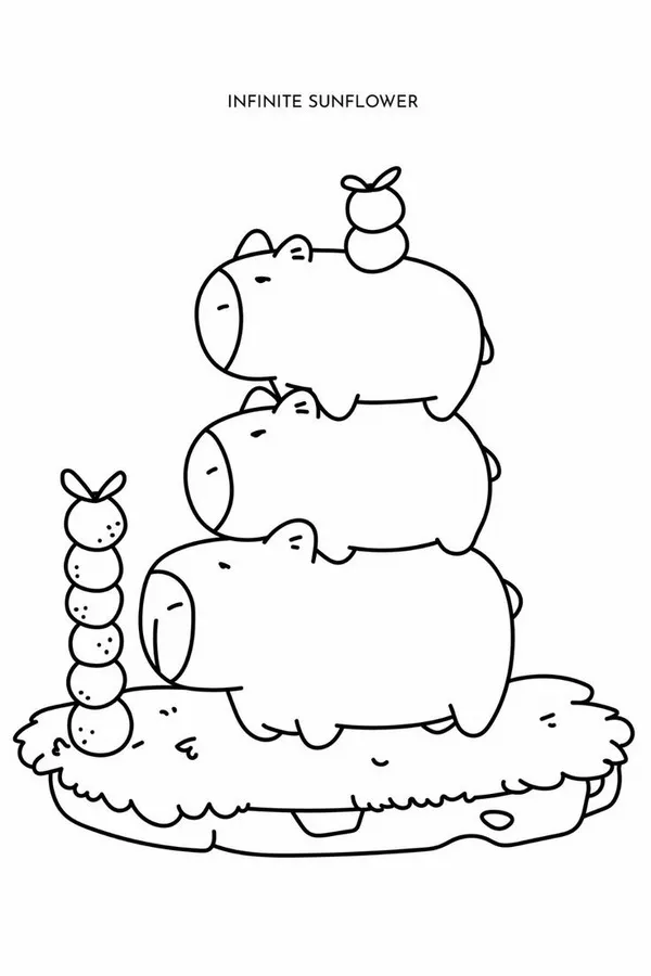 28 Tờ giấy tô màu capybara chibi đáng yêu ôm trái tim