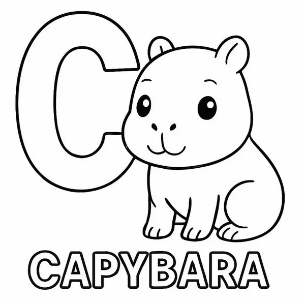 27 Tranh tô màu capybara ngộ nghĩnh cười bên đàn vịt con