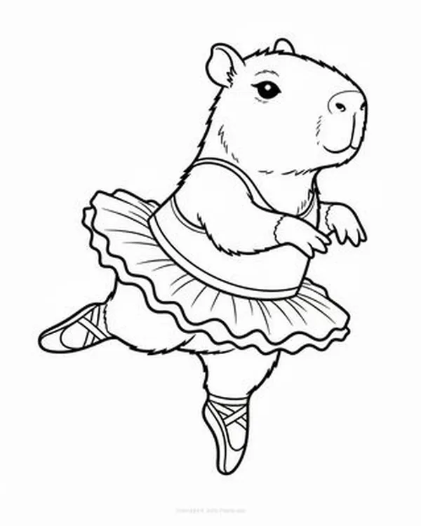 26 Hình tô màu capybara nằm trên lá sen lớn dễ thương