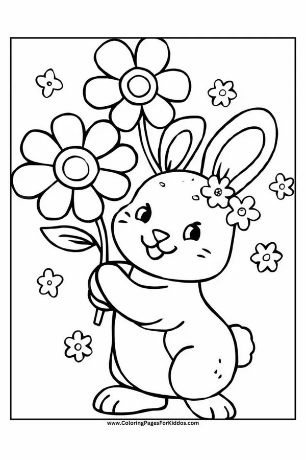Mẫu tranh tô màu thỏ dễ thương cực kỳ phù hợp bé