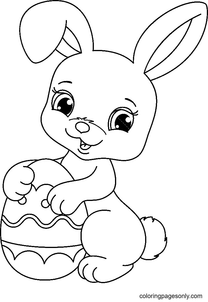 Trang tô màu thỏ đáng yêu nằm trong giỏ hoa nhỏ xinh