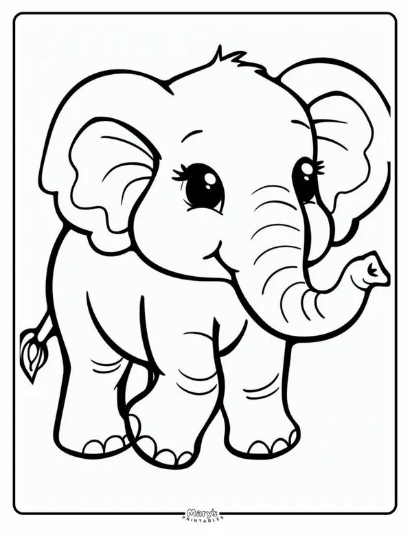 Hình tô voi châu Phi ngà cong đẹp mắt cho bé