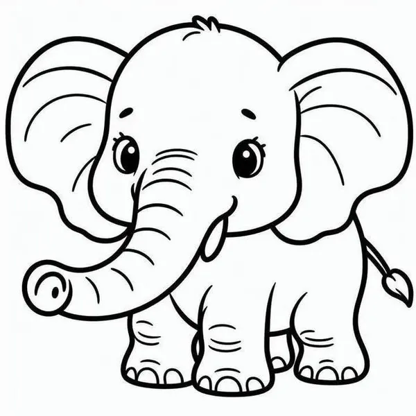 Hình vẽ tô màu voi trong khu rừng mưa nhiệt đới