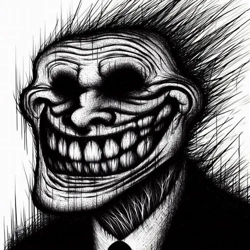 Đôi mắt gian tối khiến biểu cảm càng thêm rợn