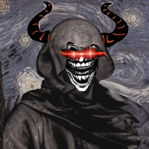 Khuôn mặt quỷ gian với ánh mắt nheo lạnh lẽo