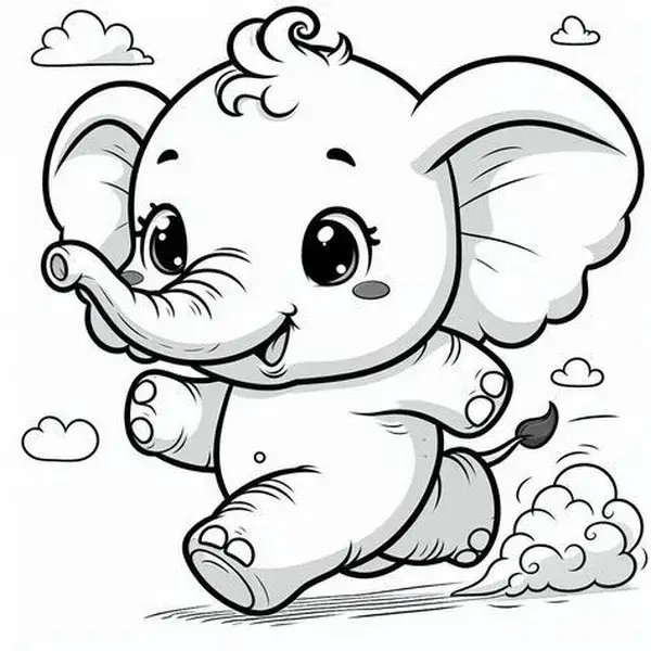 Hình tô voi trong khu rừng nhiệt đới đầy màu sắc