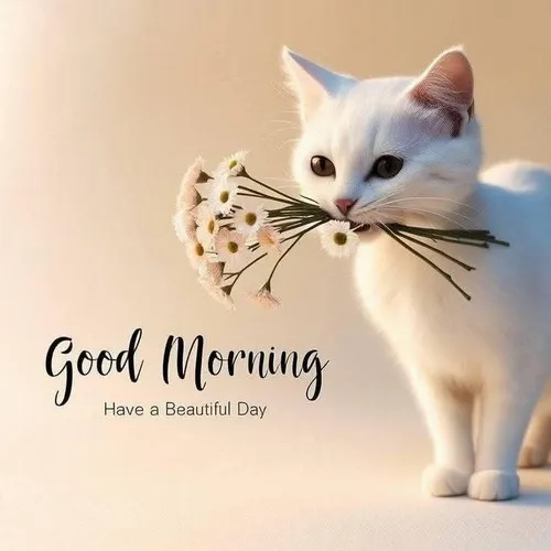 Meme mèo gởi lời chúc “ngày mới bình an và nhẹ tênh như gió”