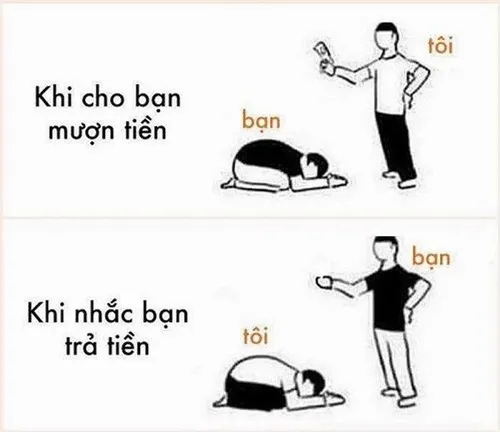 Hình troll thúc nợ bằng nụ cười nửa miệng pha chút châm biếm