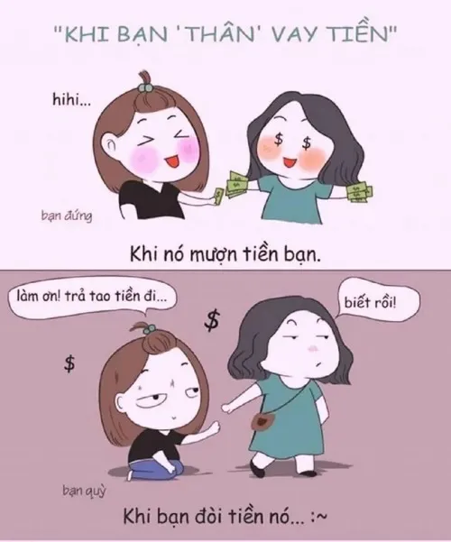 Meme đòi nợ thể hiện cảnh ví teo với khoản vay lâu ngày chưa trả