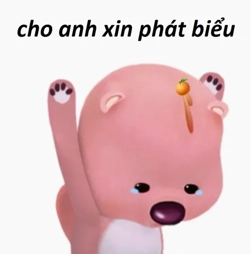 Meme chế em bé khẽ giơ tay tạo điểm nhấn đối thoại