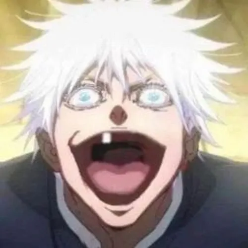 Ảnh hài Gojo cute nâng khăn che mắt bằng hai ngón tay.