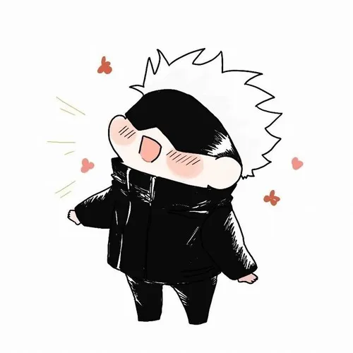 Meme troll Gojo chibi tạo hình trái tim với ánh sáng lam.