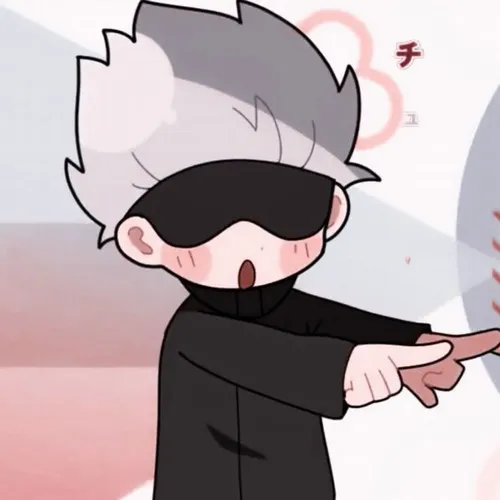 Meme troll Gojo chibi cầm ly trà sữa đầy thần thái.