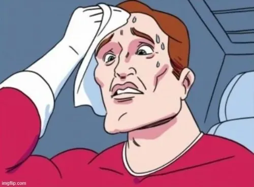 Hình chế meme vui trăn trở thể hiện tư thế co rút đầy nặng nề