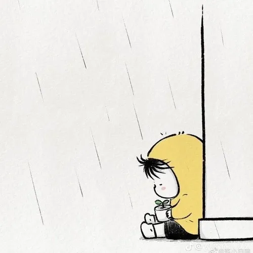 Hình chế ngồi một góc với vai cụp và mắt hướng xuống