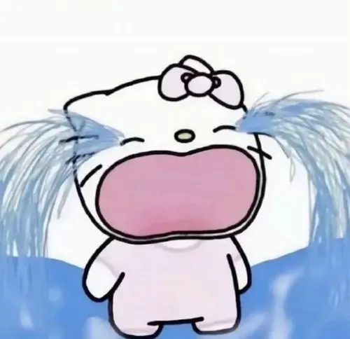 Mèo hồng sợ hãi bằng biểu cảm chibi mềm mại