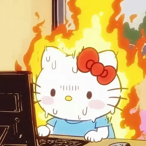 Hello Kitty nghi ngờ cùng pose mèo hoạt hình