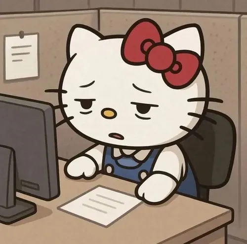 Hello Kitty xin tiền bằng nơ đỏ đáng thương