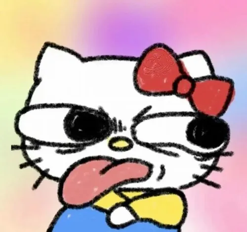 Sticker Hello Kitty liếc mắt bằng vibe chibi