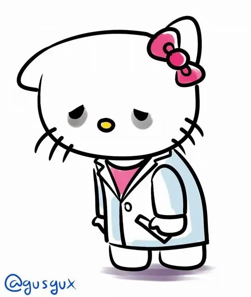 Mèo hồng xem thường bằng nét vẽ bo tròn