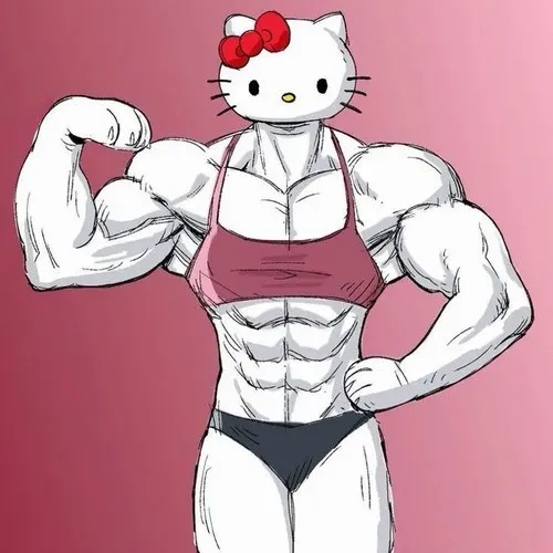 Mèo hồng cố lên với nơ đỏ động viên