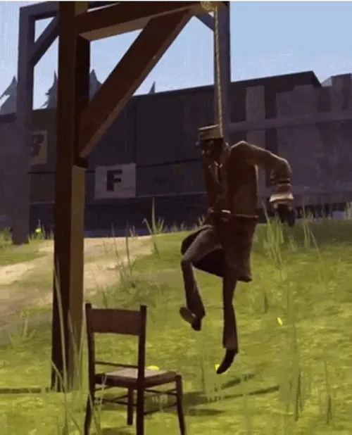 Hình chế meme vui treo cổ mô tả dáng đứng kiệt sức.