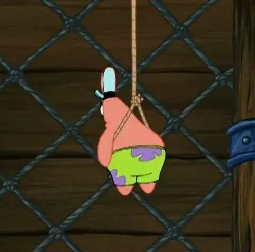 Meme hài treo cổ khắc họa vẻ mặt thất vọng nặng.