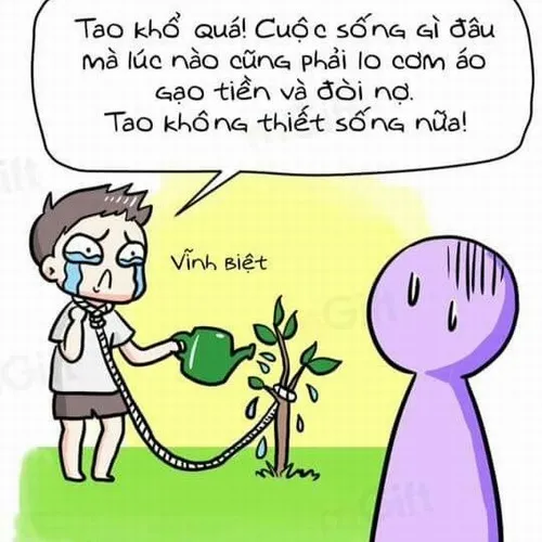 Hình meme hài treo cổ thể hiện nét mặt đuối hẳn.