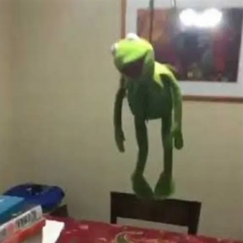 Meme ếch xanh treo cổ thể hiện biểu cảm tuyệt vọng đầy bi hài.