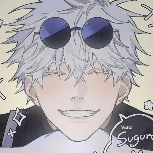 Ảnh vui Gojo phong cách chibi che mắt bằng khăn mini.