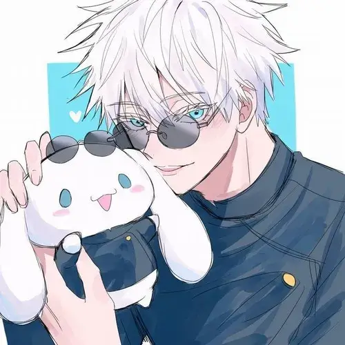 Ảnh chế Gojo nở nụ cười đầy quyền lực.