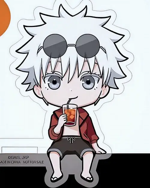 Meme Gojo đứng giữa ánh sáng lam rực rỡ.