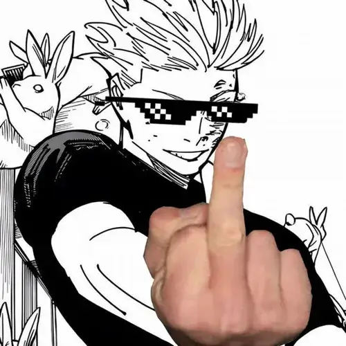 Ảnh chế Gojo nhìn Kenjaku với thái độ khinh khỉnh.