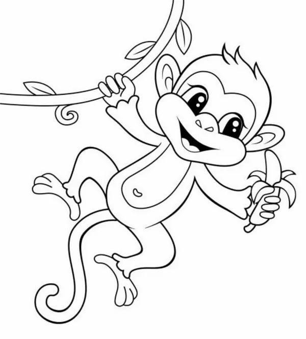 Tranh tô màu con khỉ nâu đáng yêu cho trẻ tập tô.