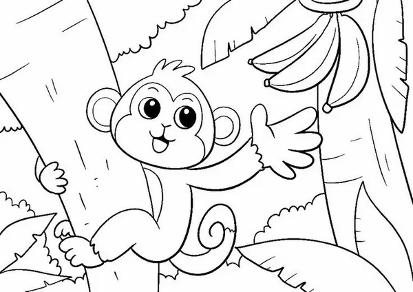 Trang tô màu khỉ con tinh nghịch giúp bé rèn sáng tạo.