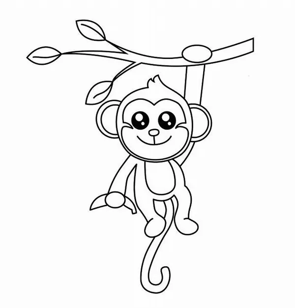 Tranh tô màu khỉ con ngộ nghĩnh cho giờ chơi cuối tuần thật rộn rang