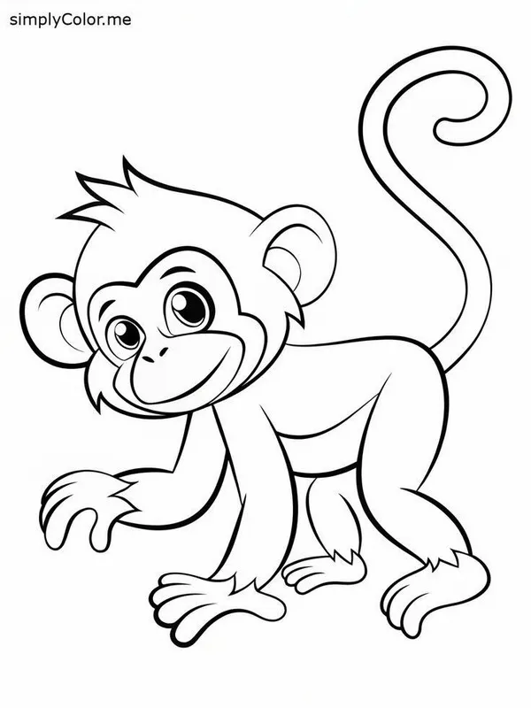 Tranh tô màu khỉ nhỏ đáng yêu rèn kỹ năng cầm bút.