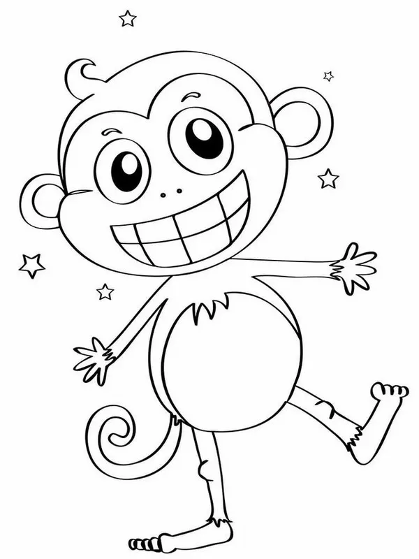 Bức tranh tô chú khỉ hoạt hình cho trẻ tập trung.