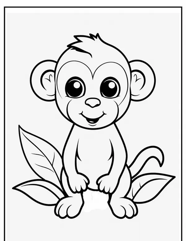 Tô màu vui cùng tranh khỉ nhỏ đang nhảy nhót.