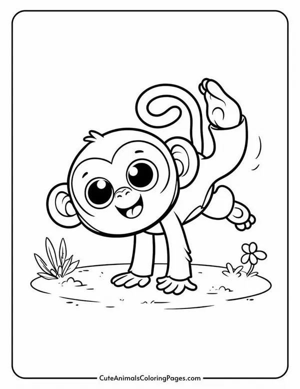 Trang tập tô khỉ nhỏ dễ thương cho bé sáng tạo.