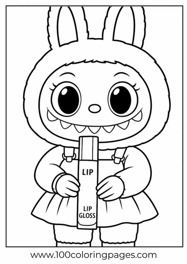 Hình vẽ Labubu cùng bạn nhỏ ngồi đọc sách dưới gốc cây