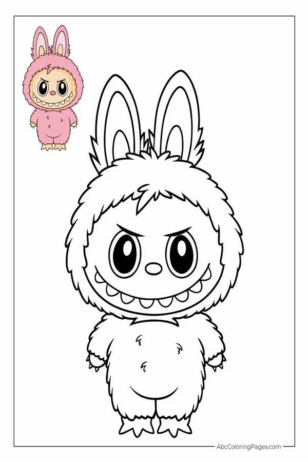 Tranh tô màu Labubu cute với nụ cười răng nanh siêu dễ thương