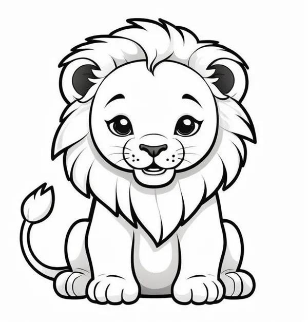 Trang tô màu sư tử ngáp dài dưới bóng cây tạo cảm giác vui