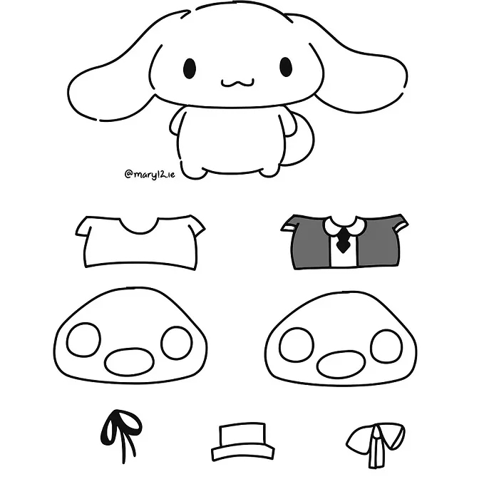 9 Trang tô màu Cinnamoroll với đôi tai dài bay bổng cực xinh.