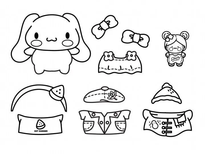 11 Cách tô màu và trang trí búp bê giấy Cinnamoroll kèm phụ kiện siêu xinh cho bé 3 tuổi