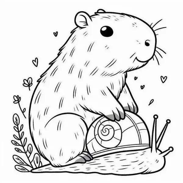 Mẫu tranh tô Capybara cùng Labubu nghịch nước trong ao