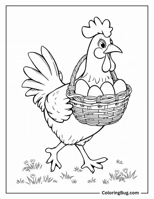 Trang tô màu con gà giúp bé học nhận biết màu và hình