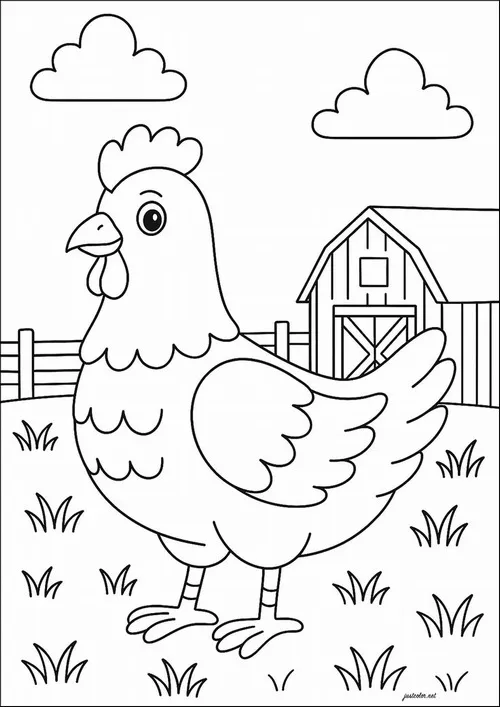 Hình tô màu gà mẹ ấp trứng vàng cam tuyệt đẹp