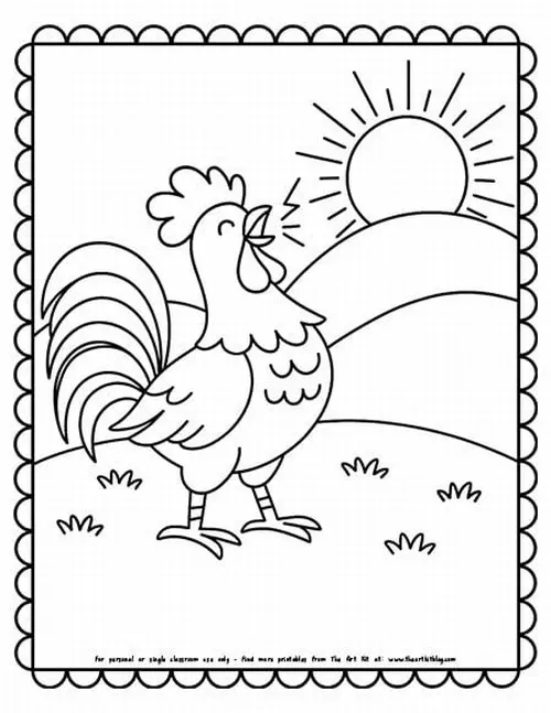 Tranh tô màu con gà giúp bé yêu thiên nhiên quanh mình